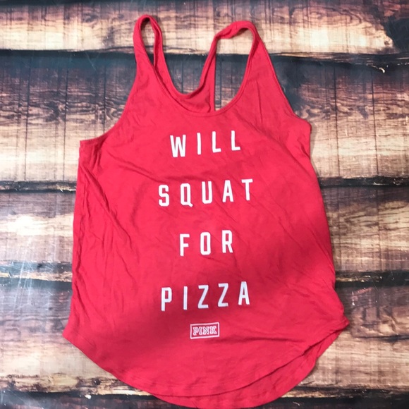 PINK Victoria's Secret Tops - VS Pink Will Squat For Pizza Tank Top Workout